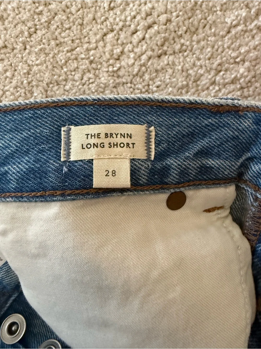 Madewell Brynn Long Shorts Blue Denim Cutoff Shorts with Frayed Hem